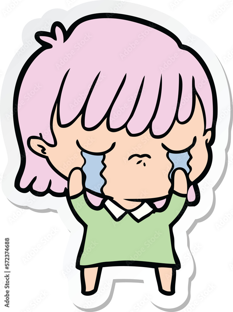 sticker of a cartoon woman crying sticker of a cartoon woman crying