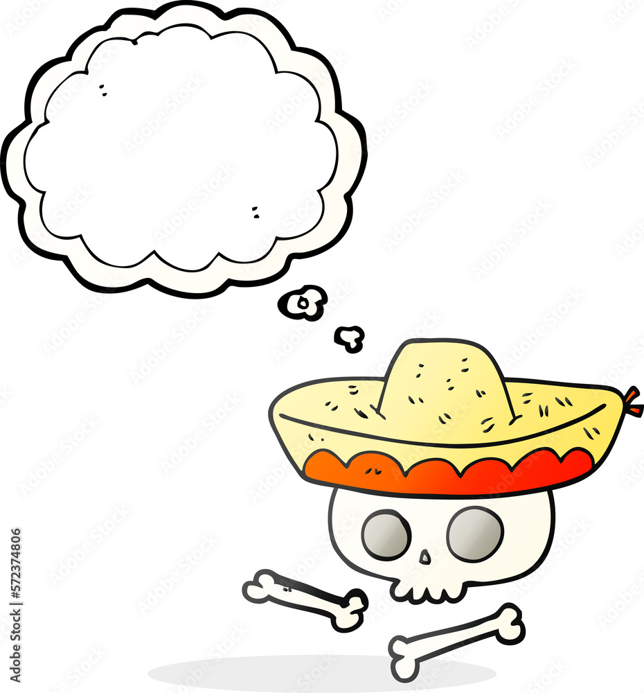 thought bubble cartoon skull in mexican hat thought bubble cartoon skull in mexican hat