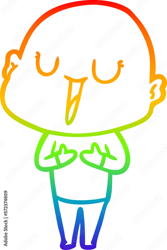 rainbow gradient line drawing happy cartoon bald man rainbow gradient line drawing happy cartoon bald man