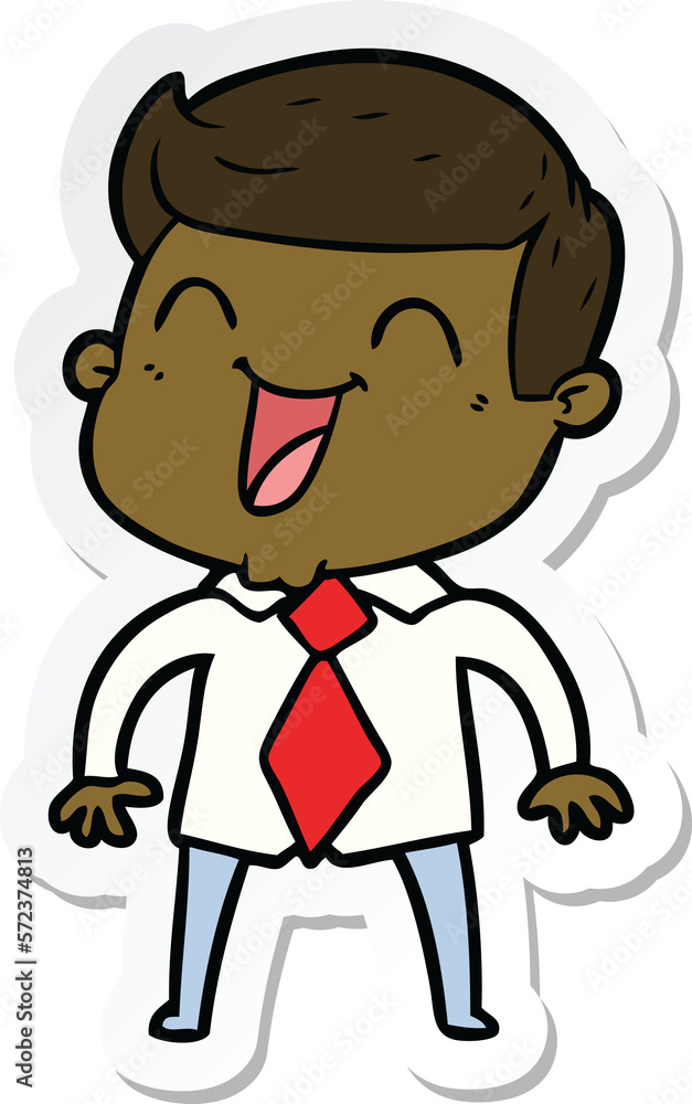 sticker of a cartoon man laughing