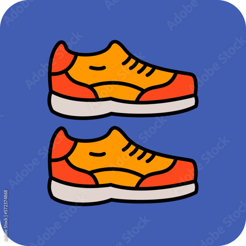 Shoes Multicolor Round Corner Filled Line Icon
