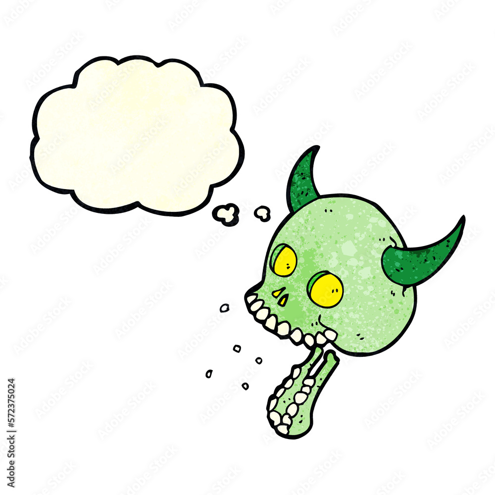 cartoon spooky skull with thought bubble cartoon spooky skull with thought bubble