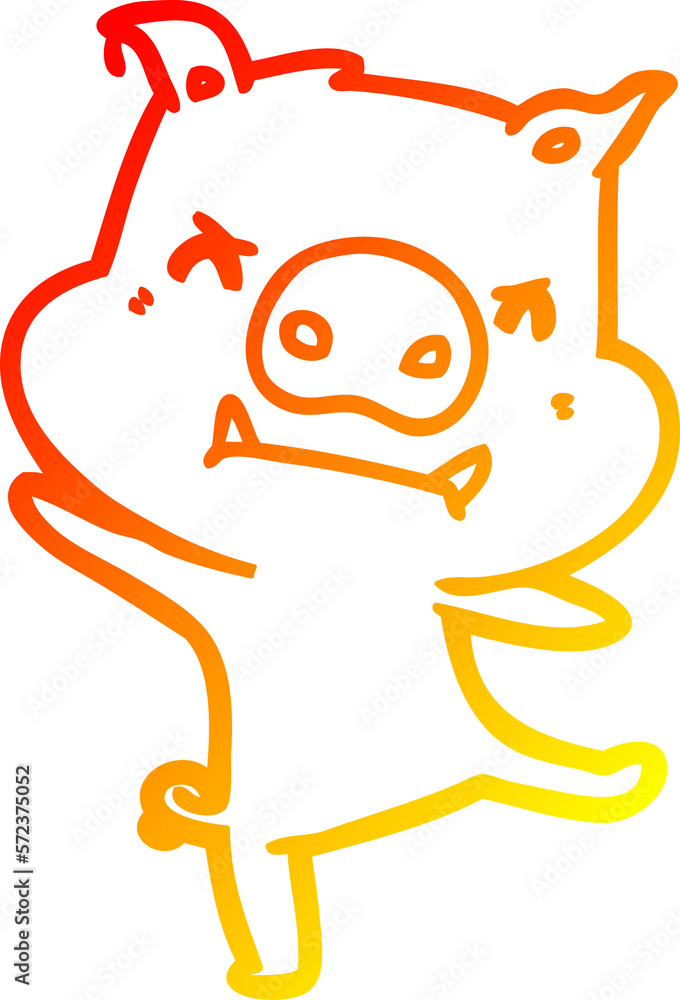 warm gradient line drawing angry cartoon pig warm gradient line drawing angry cartoon pig