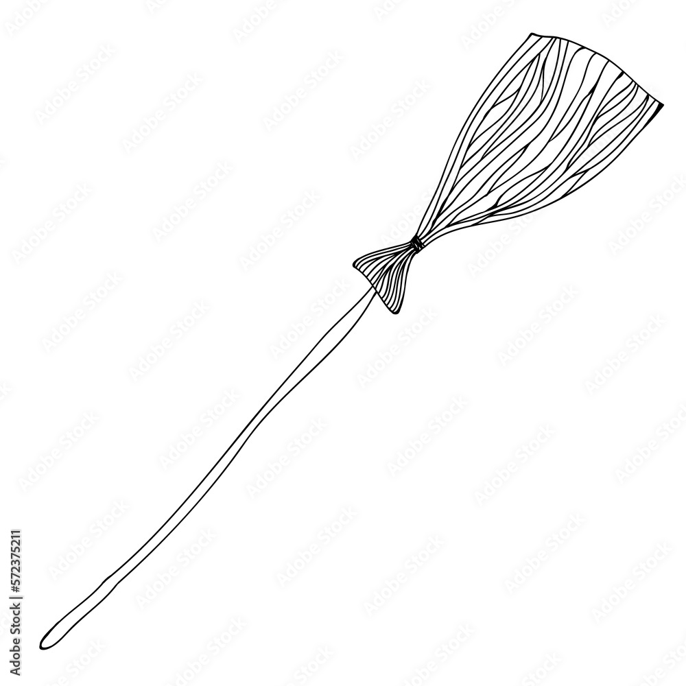 Outline Doodle Broom Isolated Transparent Background. Old Witch's Vintage Icon Outline Doodle Broom Isolated Transparent Background. Old Witch's Vintage Icon