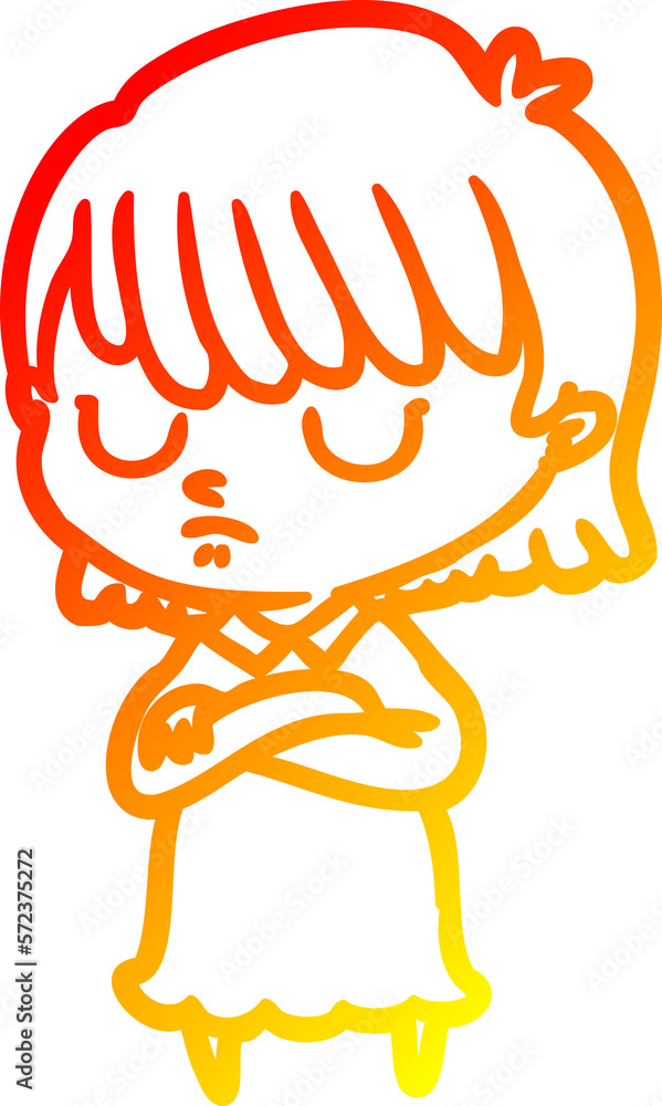 warm gradient line drawing cartoon woman warm gradient line drawing cartoon woman