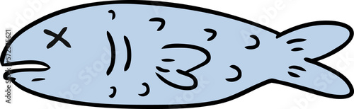 Canvas Print cartoon doodle of a dead fish