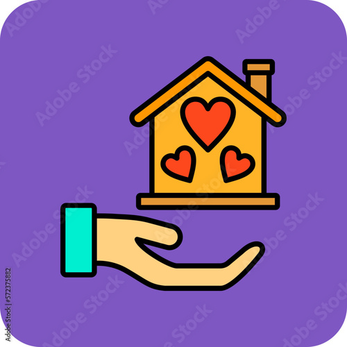 Homeless Multicolor Round Corner Filled Line Icon