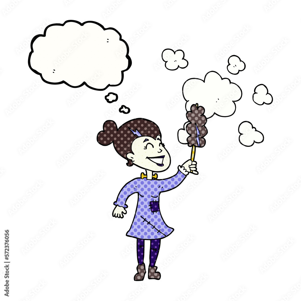 thought bubble cartoon zombie woman dusting thought bubble cartoon zombie woman dusting