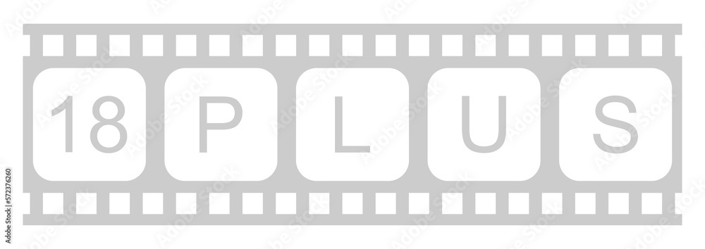 Sign of Adult Only for Eighteen Plus or 18+ and Twenty One Plus or 21+ Age in the Filmstrip. Age Rating Movie Icon Symbol for Movie Poster, Apps, Website or Graphic Design Element. Format PNG