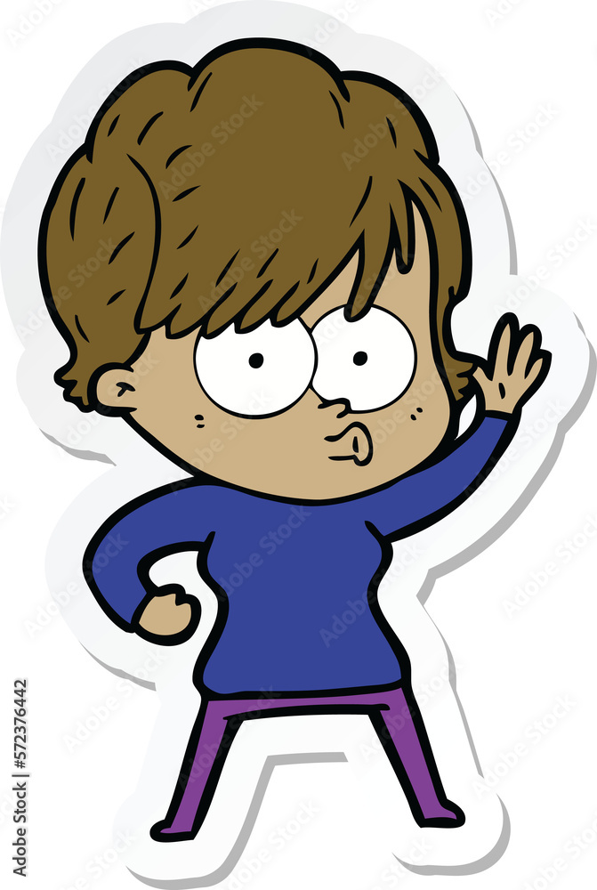 sticker of a cartoon woman sticker of a cartoon woman