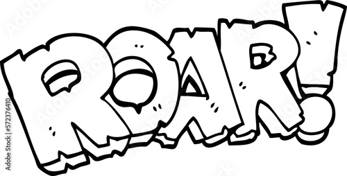 Behang line drawing cartoon roar sign