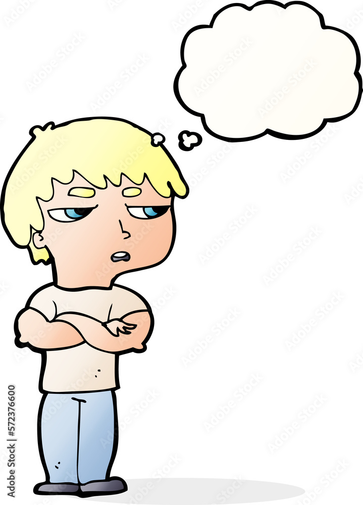 cartoon annoyed boy with thought bubble cartoon annoyed boy with thought bubble