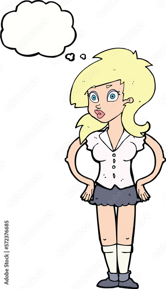 cartoon pretty woman with thought bubble cartoon pretty woman with thought bubble