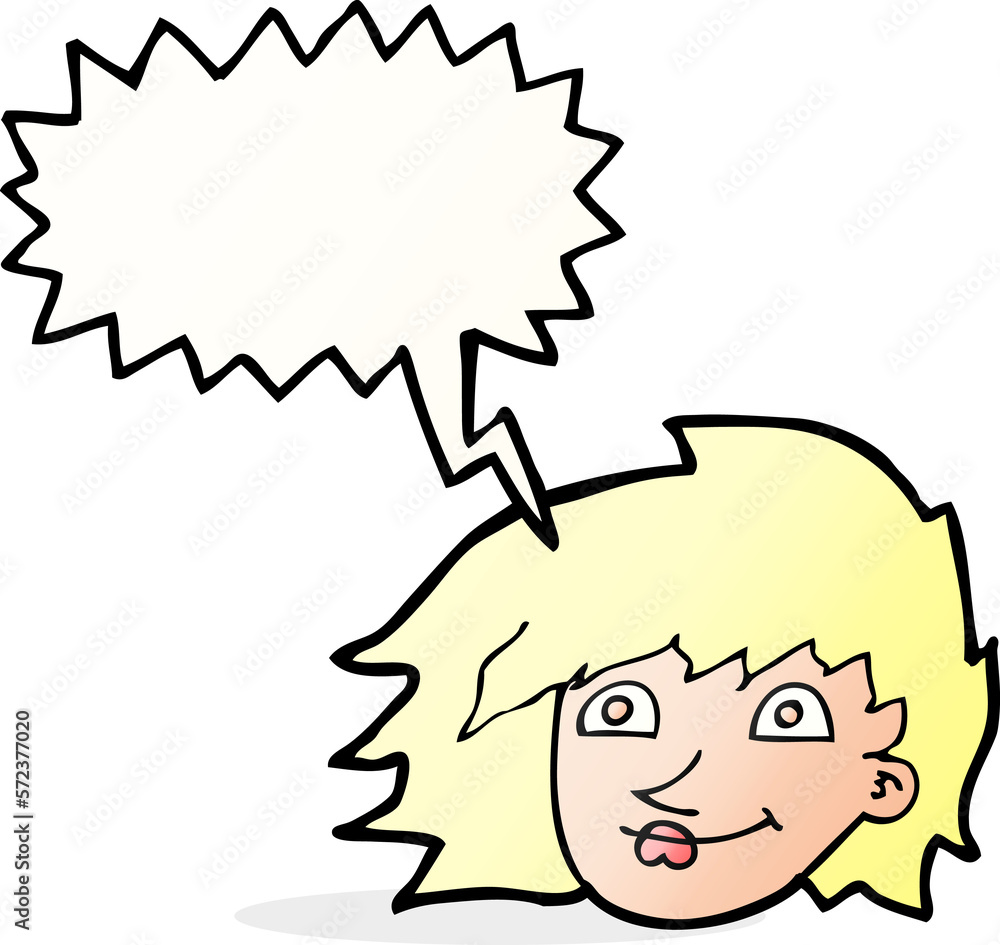 cartoon female face with speech bubble cartoon female face with speech bubble