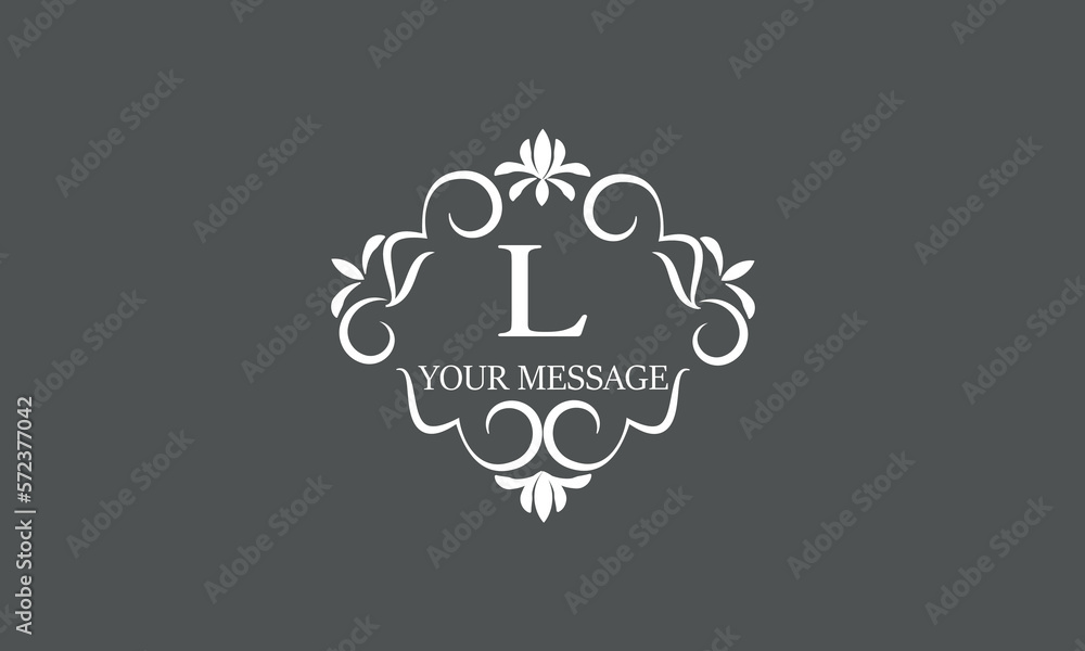 Calligraphic elegant logo design template for letter L. Business sign, identity monogram for restaurant, boutique, hotel, heraldry, jewelry.