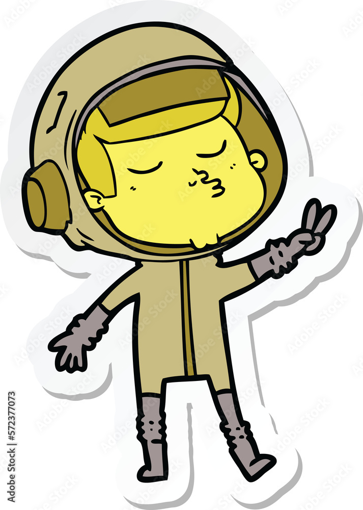 sticker of a cartoon confident astronaut sticker of a cartoon confident astronaut