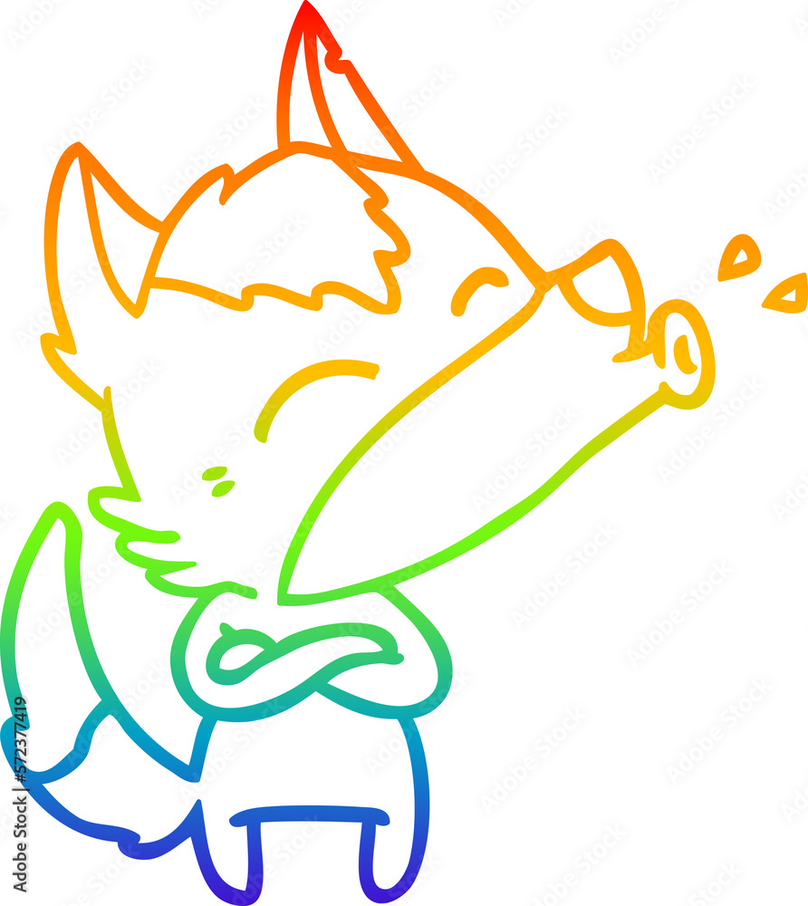 rainbow gradient line drawing howling wolf cartoon rainbow gradient line drawing howling wolf cartoon