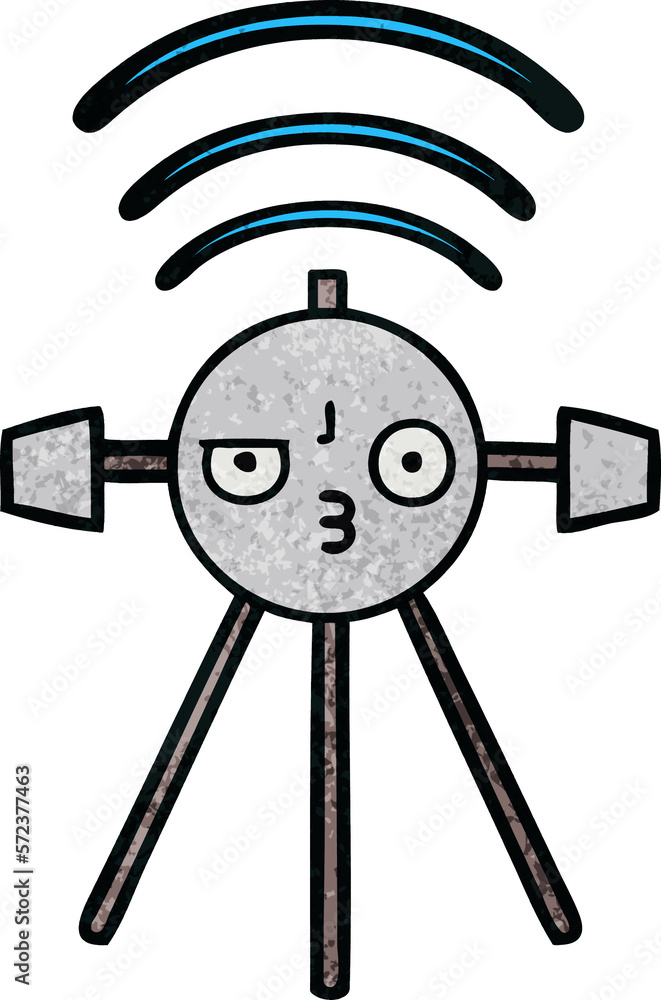 retro grunge texture cartoon satellite retro grunge texture cartoon satellite