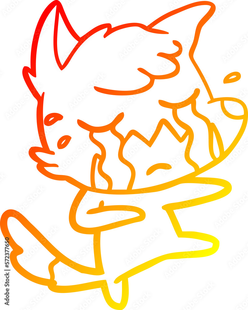 warm gradient line drawing crying fox cartoon dancing warm gradient line drawing crying fox cartoon dancing