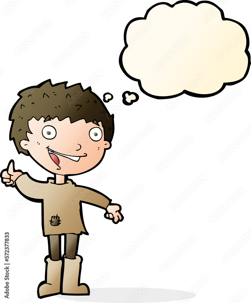 cartoon excited boy with thought bubble cartoon excited boy with thought bubble