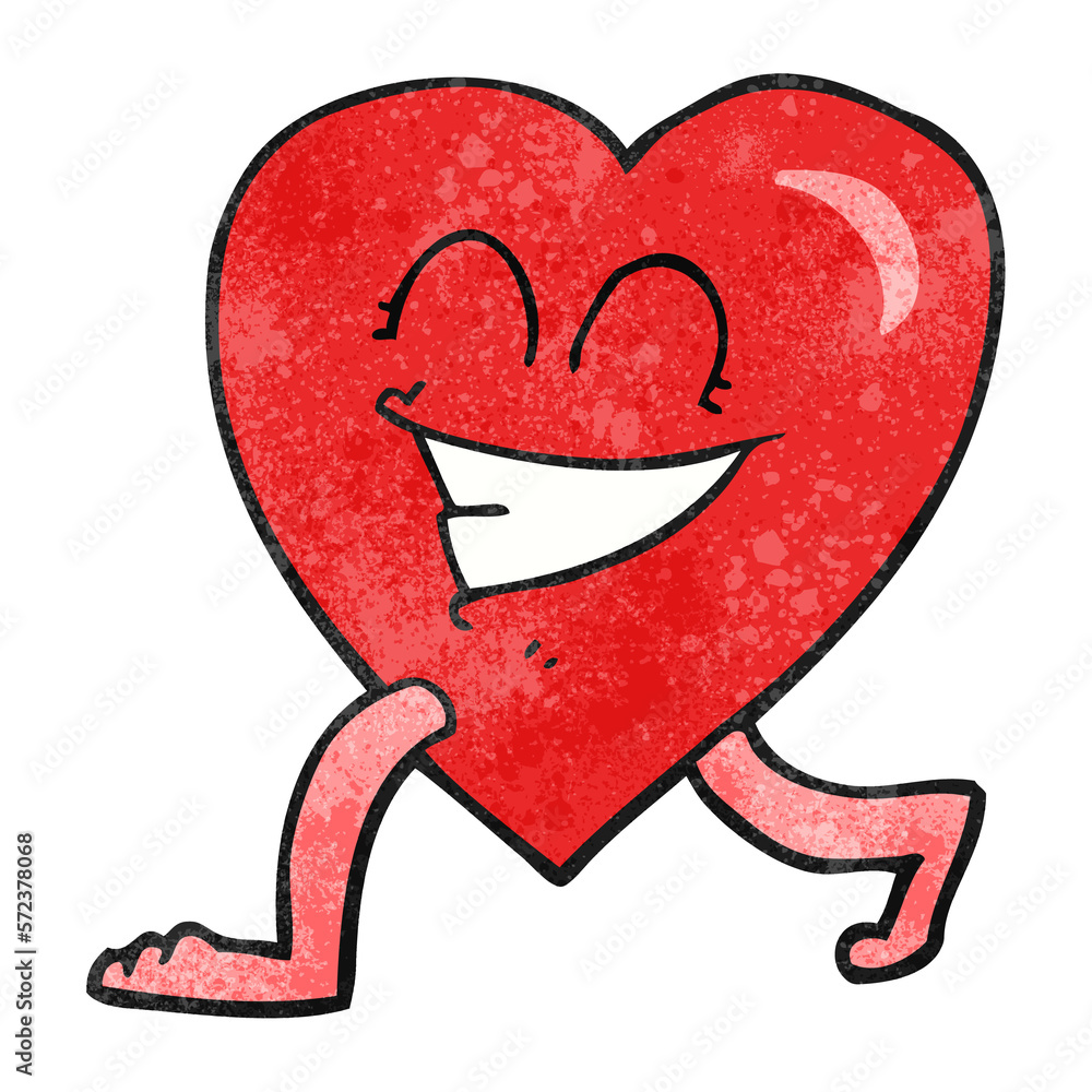 textured cartoon walking heart textured cartoon walking heart