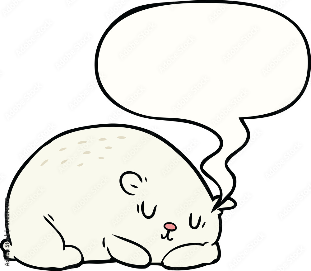 cartoon sleepy polar bear and speech bubble cartoon sleepy polar bear and speech bubble