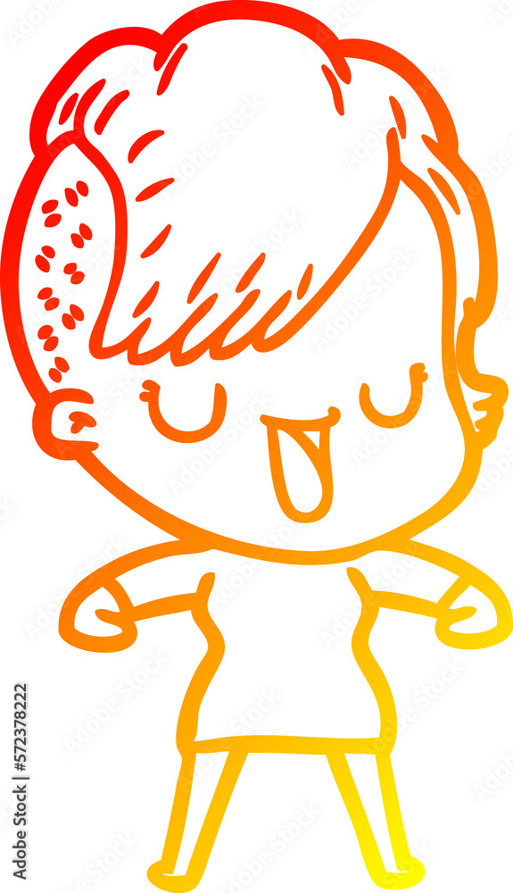 warm gradient line drawing cute cartoon girl with hipster haircut warm gradient line drawing cute cartoon girl with hipster haircut