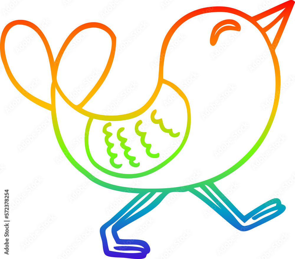 Obraz premium rainbow gradient line drawing cartoon bluebird