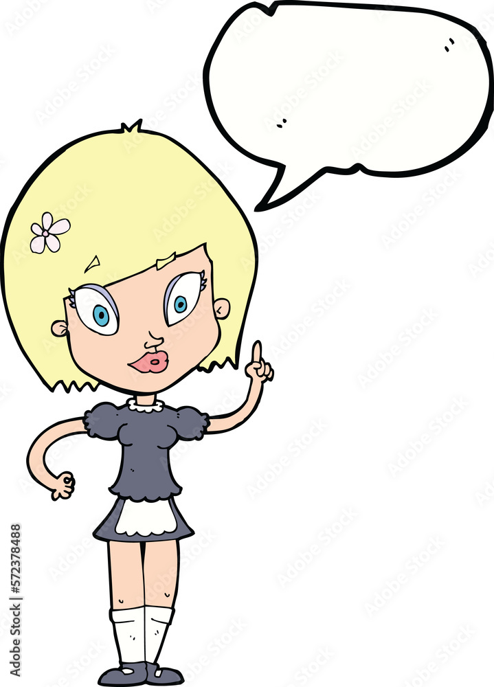 cartoon pretty maid with speech bubble cartoon pretty maid with speech bubble