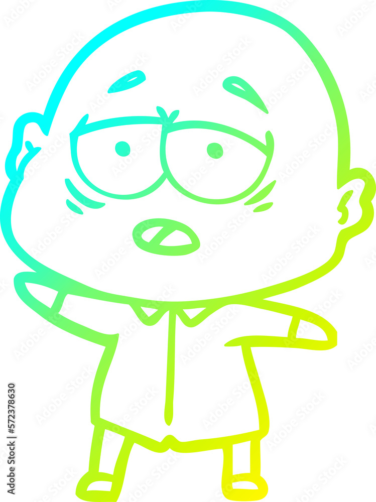cold gradient line drawing cartoon tired bald man cold gradient line drawing cartoon tired bald man