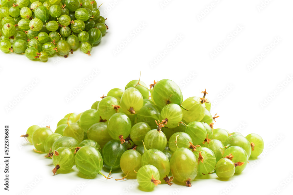 A group of gooseberries isolated on a white background. A group of gooseberries isolated on a white background.
