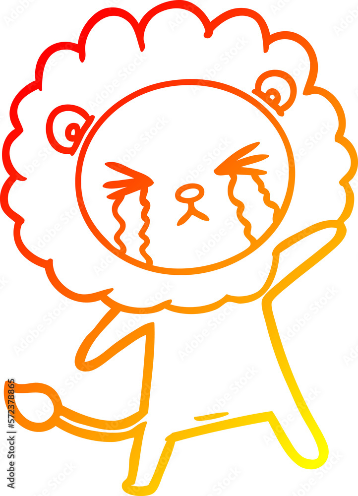 warm gradient line drawing cartoon crying lion warm gradient line drawing cartoon crying lion
