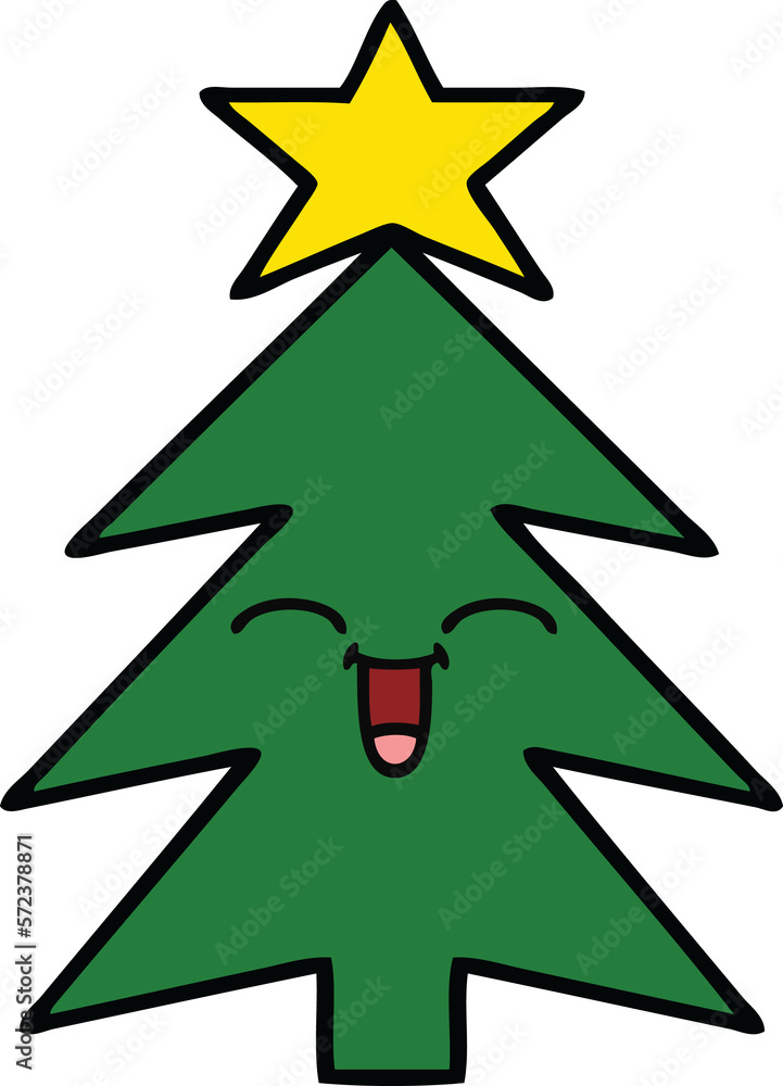 Obraz premium cute cartoon christmas tree
