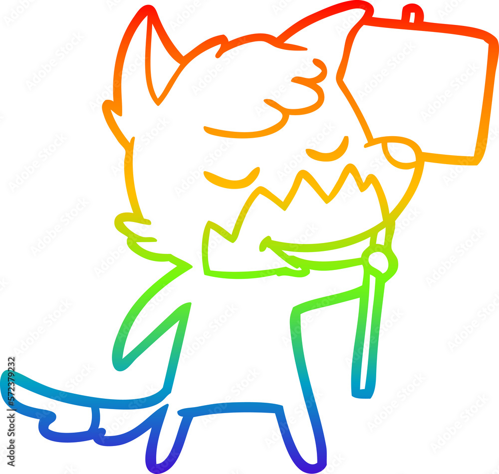 rainbow gradient line drawing friendly cartoon fox rainbow gradient line drawing friendly cartoon fox