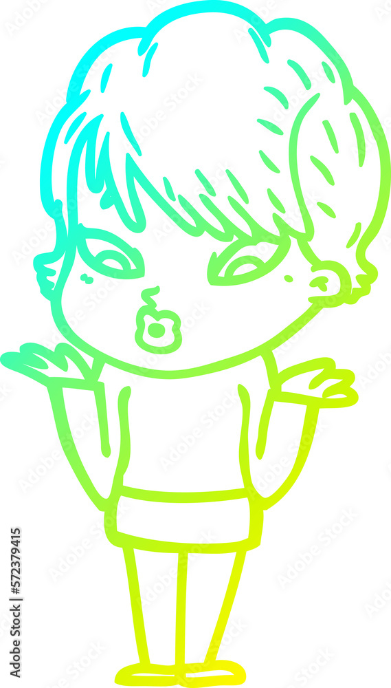 cold gradient line drawing cartoon woman cold gradient line drawing cartoon woman