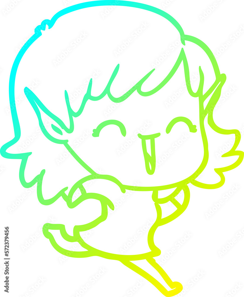 cold gradient line drawing cartoon elf girl cold gradient line drawing cartoon elf girl