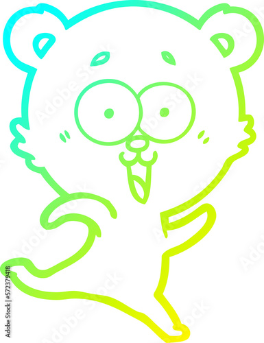 cold gradient line drawing laughing teddy bear cartoon