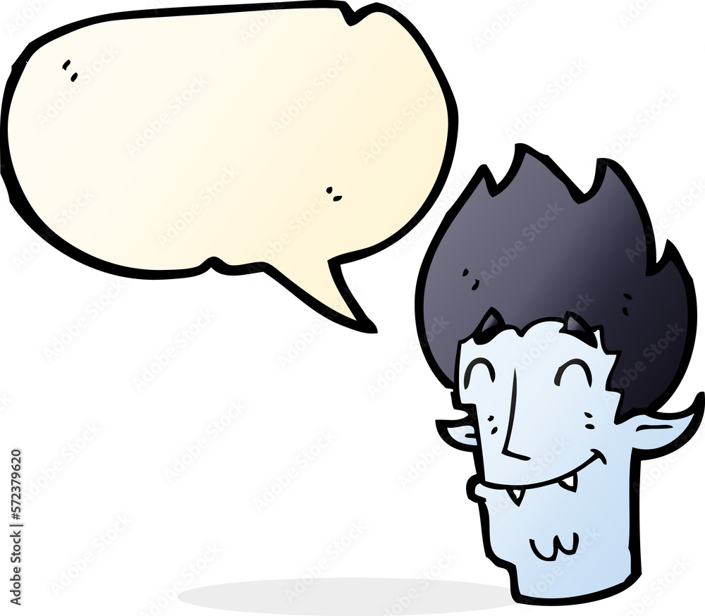 cartoon happy vampire head with speech bubble cartoon happy vampire head with speech bubble