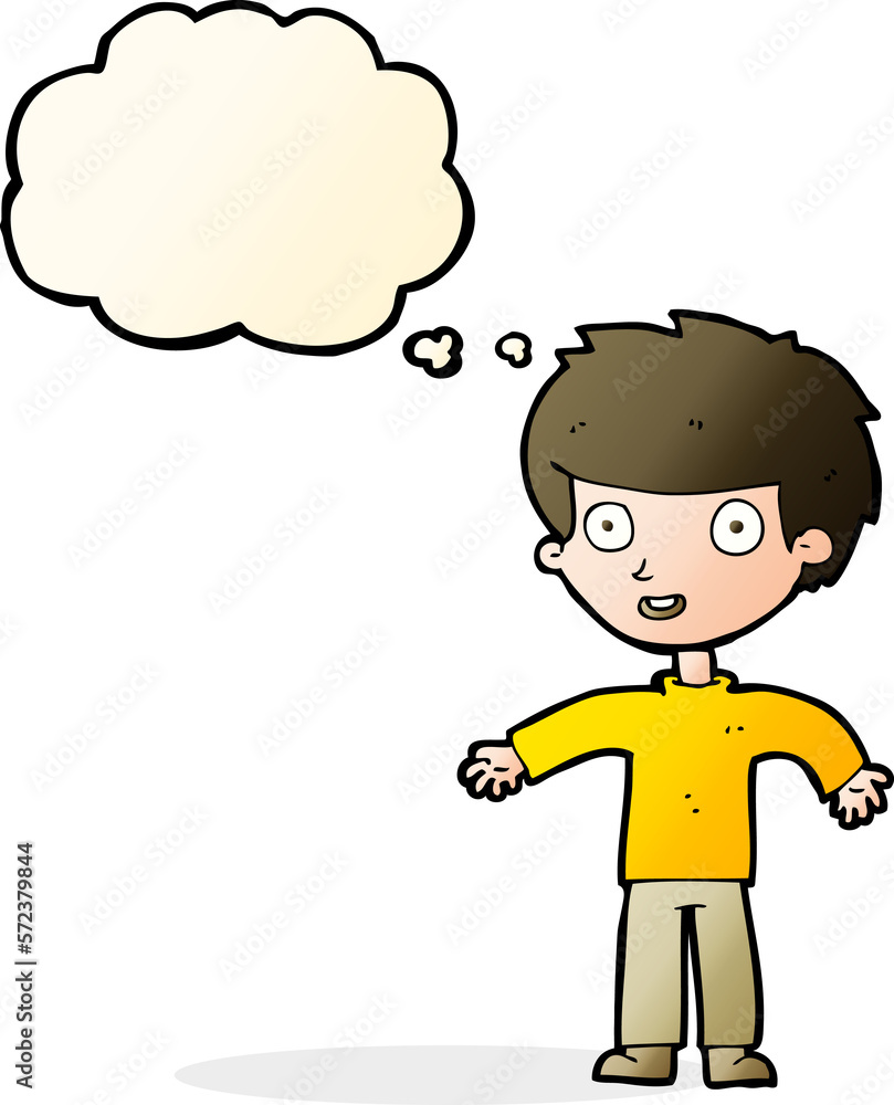 cartoon happy man with thought bubble cartoon happy man with thought bubble