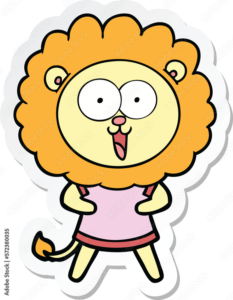 Obraz premium sticker of a happy cartoon lion