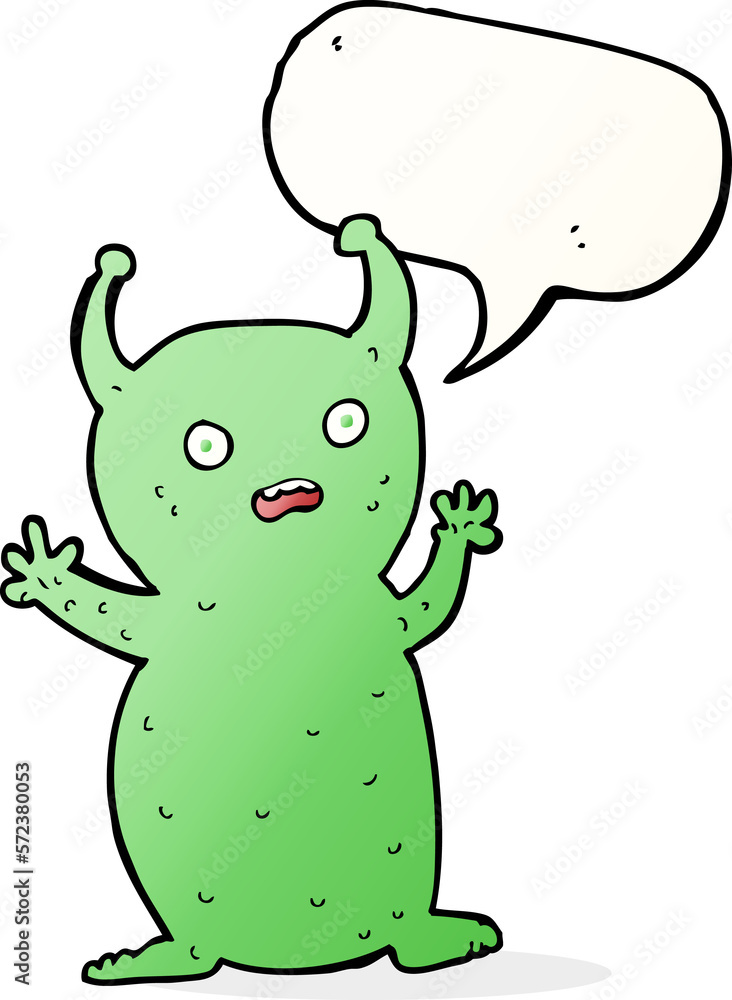cartoon funny little alien with speech bubble cartoon funny little alien with speech bubble