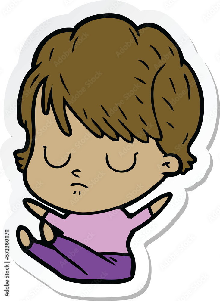 sticker of a cartoon woman sticker of a cartoon woman