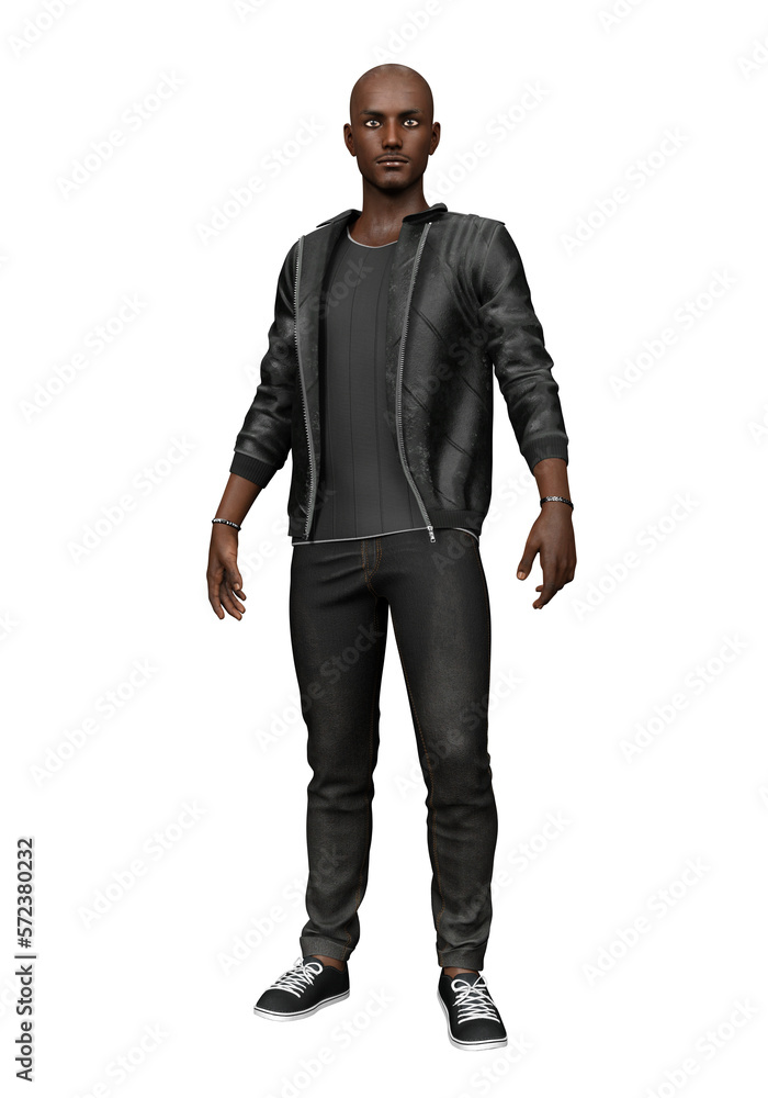 3d rendering black man urban fantasy contemporary clothes isolated 3d rendering black man urban fantasy contemporary clothes isolated