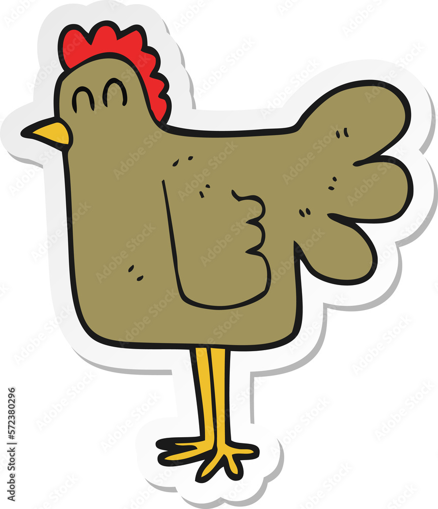 sticker of a cartoon chicken sticker of a cartoon chicken
