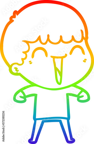 rainbow gradient line drawing cartoon happy man