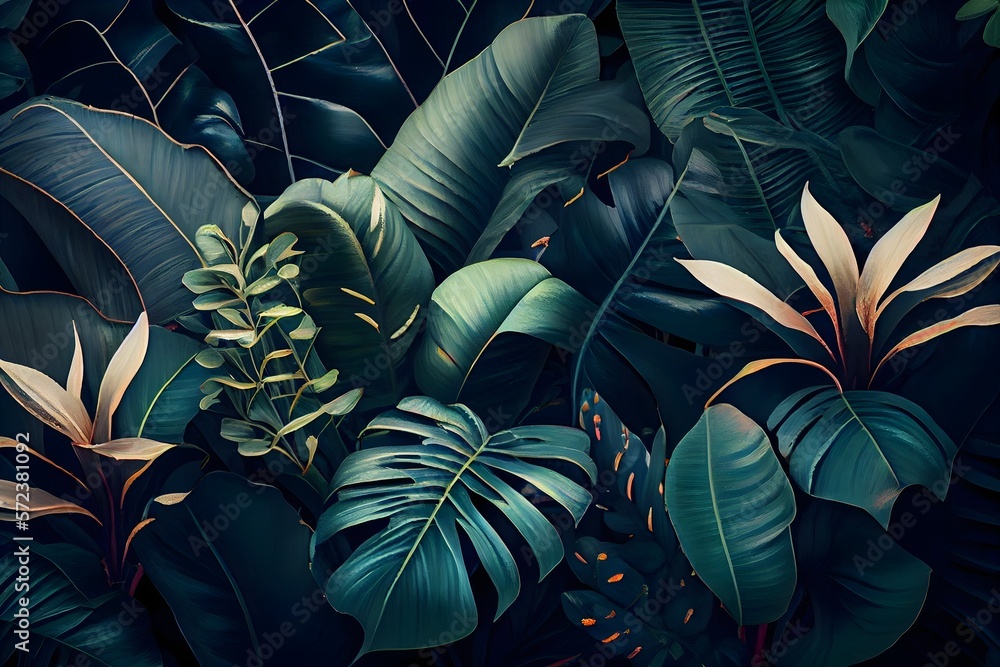 Red and green leaves, Classic tropical plant wallpaper generative ai