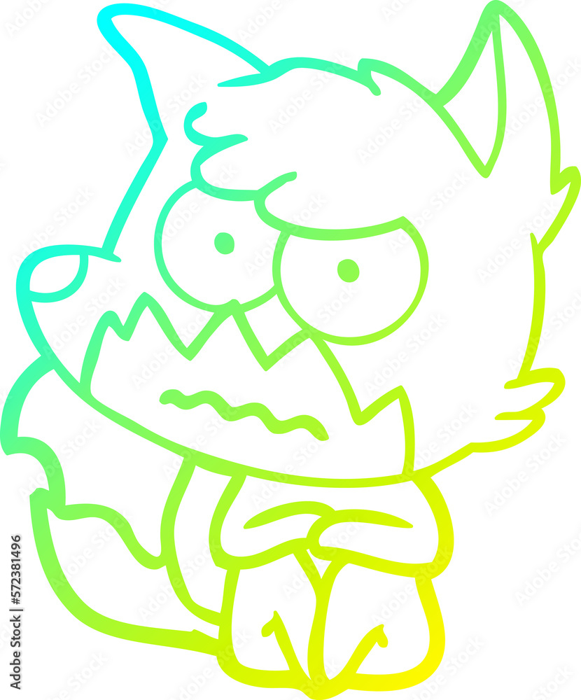 cold gradient line drawing cartoon annoyed fox cold gradient line drawing cartoon annoyed fox