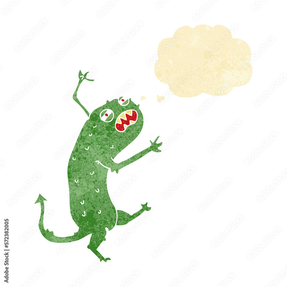 cartoon little monster with thought bubble cartoon little monster with thought bubble