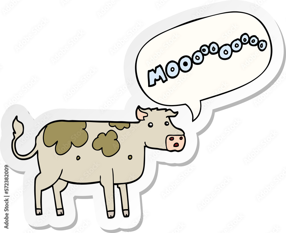 Obraz premium cartoon cow and speech bubble sticker