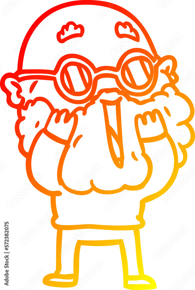warm gradient line drawing cartoon amazed man with beard warm gradient line drawing cartoon amazed man with beard